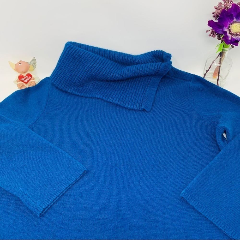 Hampshire Studio Royal Blue Cowl Neck 3/4 Sleeve Sweater Size Medium Petite - Picture 8 of 12